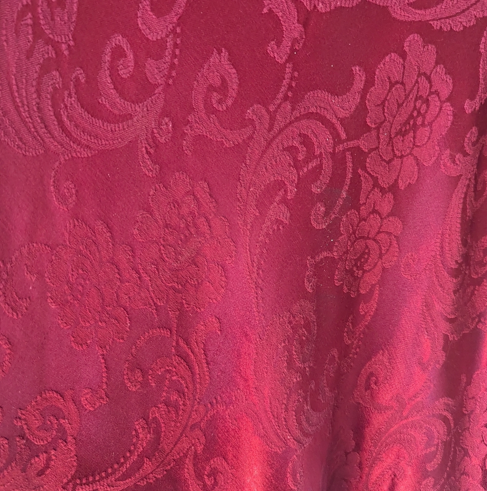 90s Vintage Red Damask Brocade Qipao Style Collared Midi Dress Size 6/7 - Picture 5 of 12